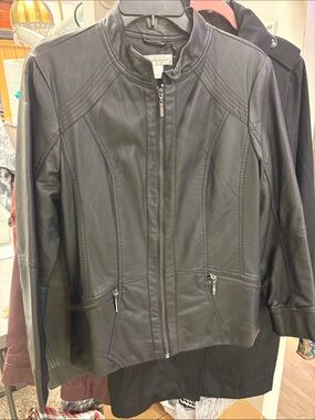 Christopher & Banks Black Faux Leather Jacket